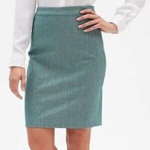 Banana Republic Herringbone Pencil Mini Skirt In Teal Size 14 EUC
